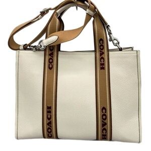Coach White and Tan Briefcase with Modern Design. NWOT